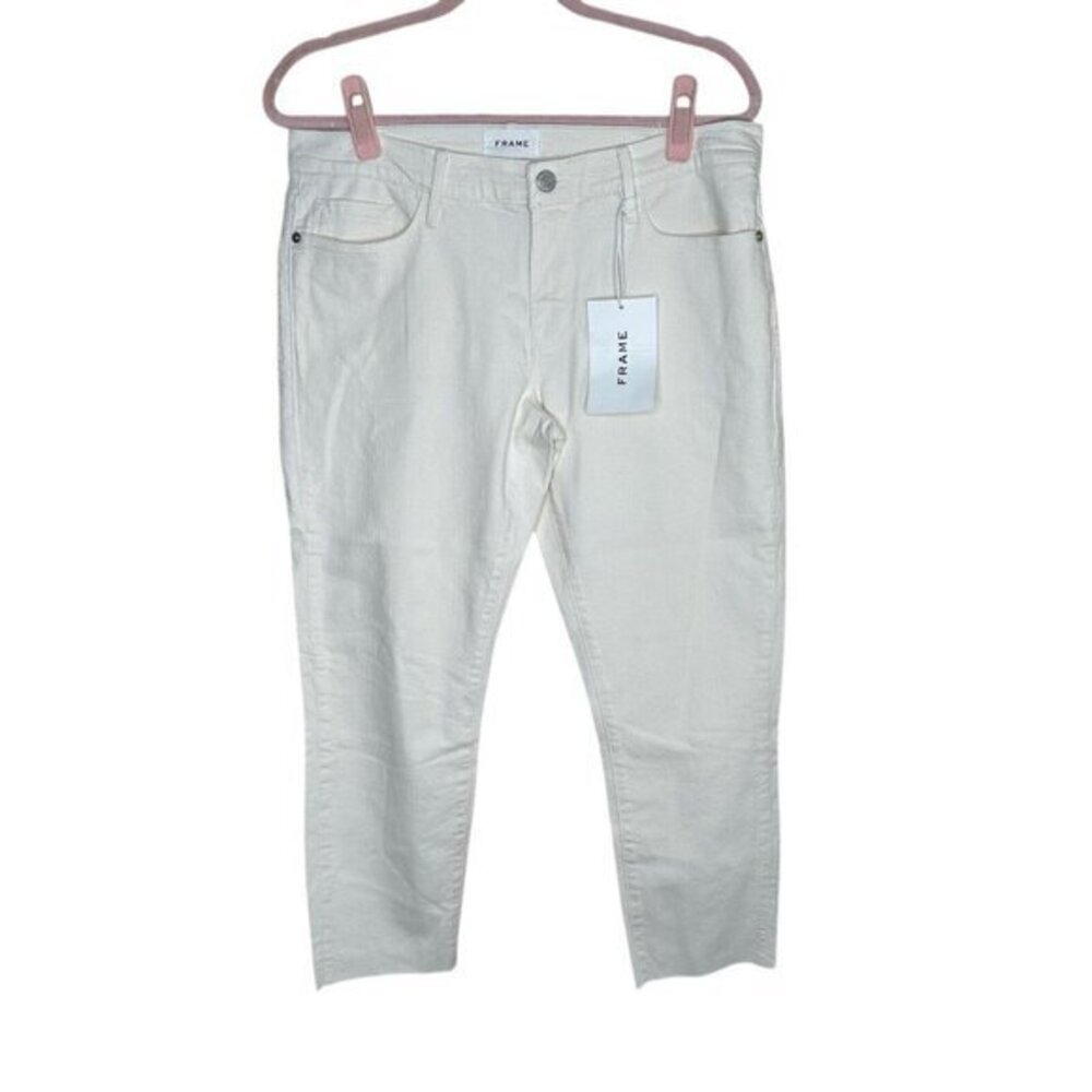 FRAME Le Garçon Crop Jeans | Ivory | Size 29 | NWT | 24" Inseam